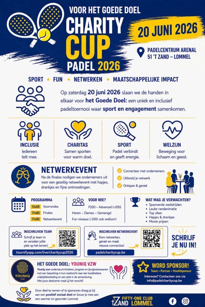 Charity Cup Padel 2026 – Fifty-One Club ’t Zand Lommel