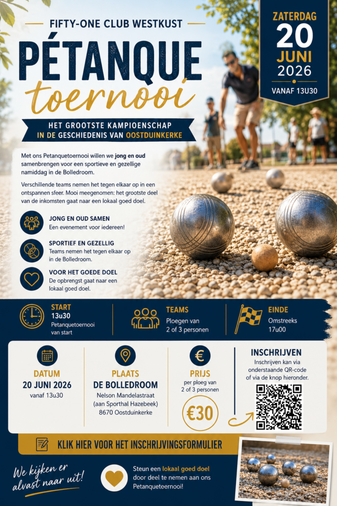 Fifty-One Club Westkust – Pétanquetoernooi 2026